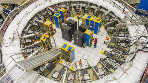 The Muon g-2 experiment, worked on by North Central College students, at Fermilab.