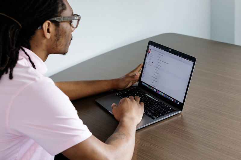 NCC student sitting at computer
