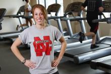 student in fitness center
