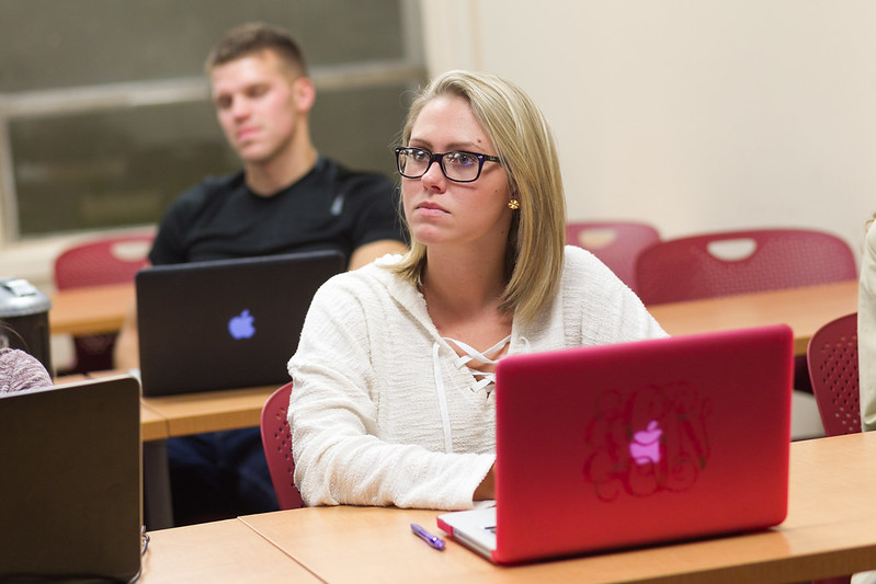 Student on laptop in class