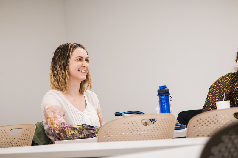 Graduate student in classroom