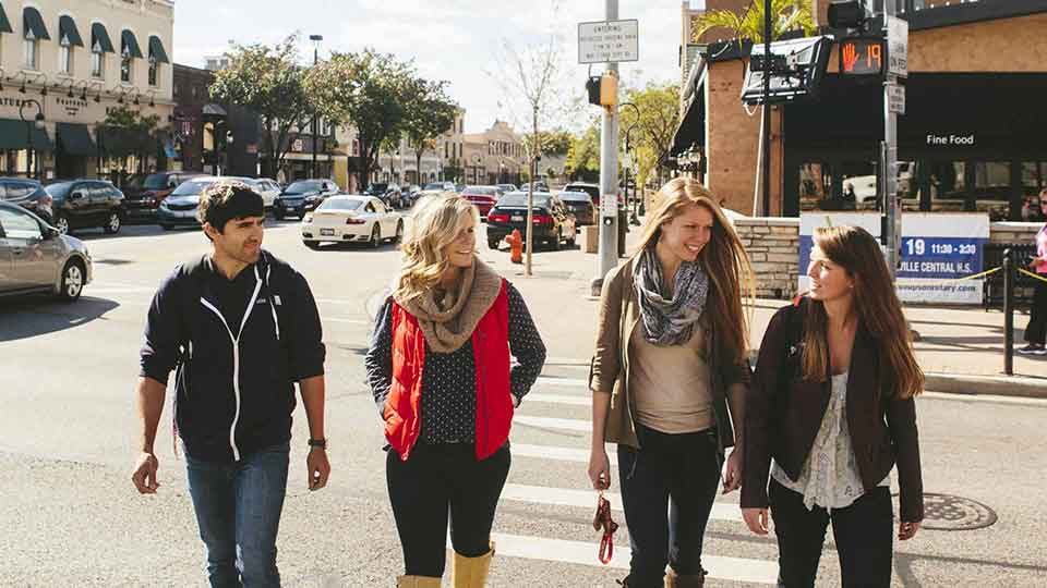 Students walking