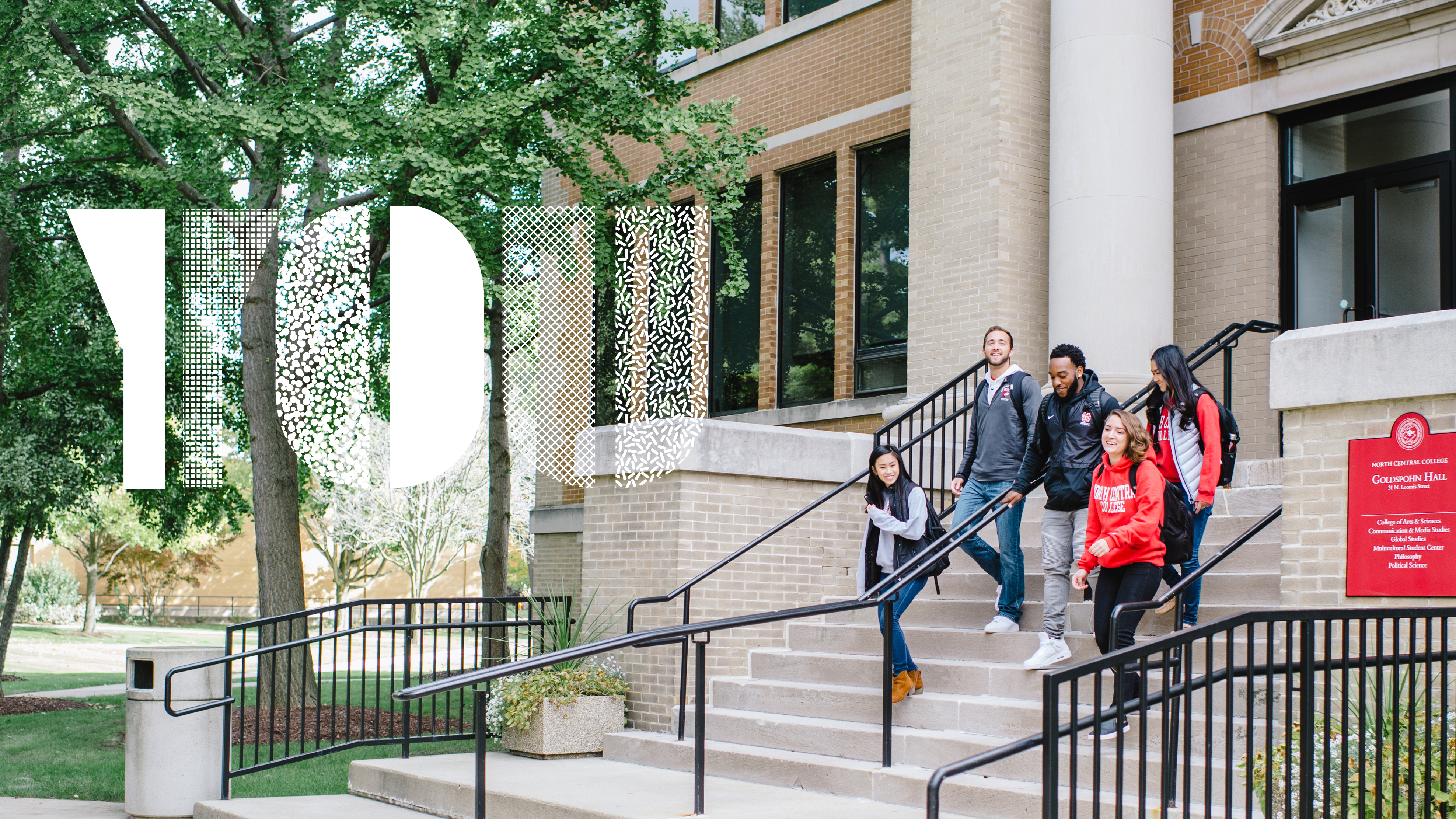 students walking on steps