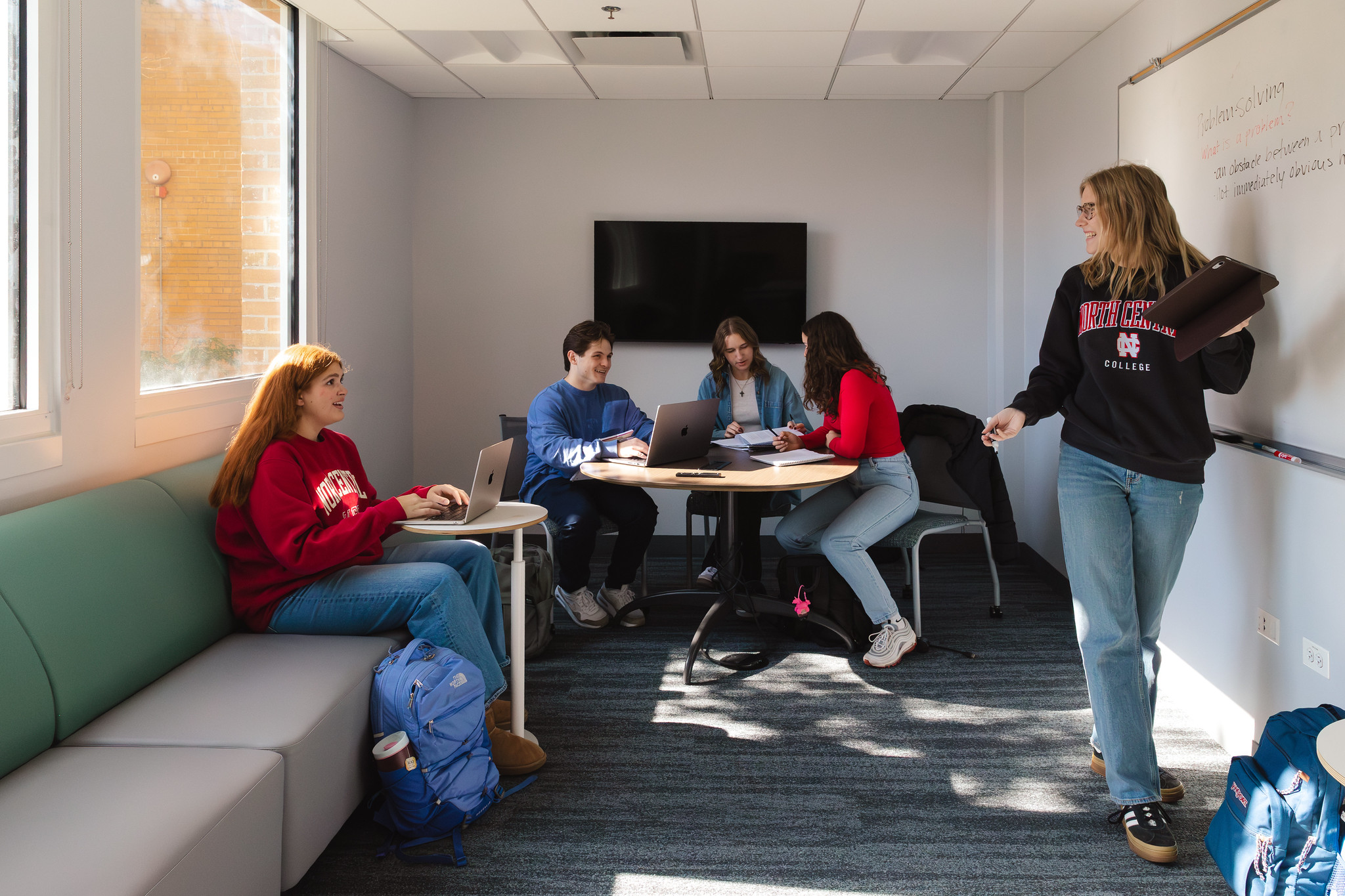 Students working in Oesterle Library.