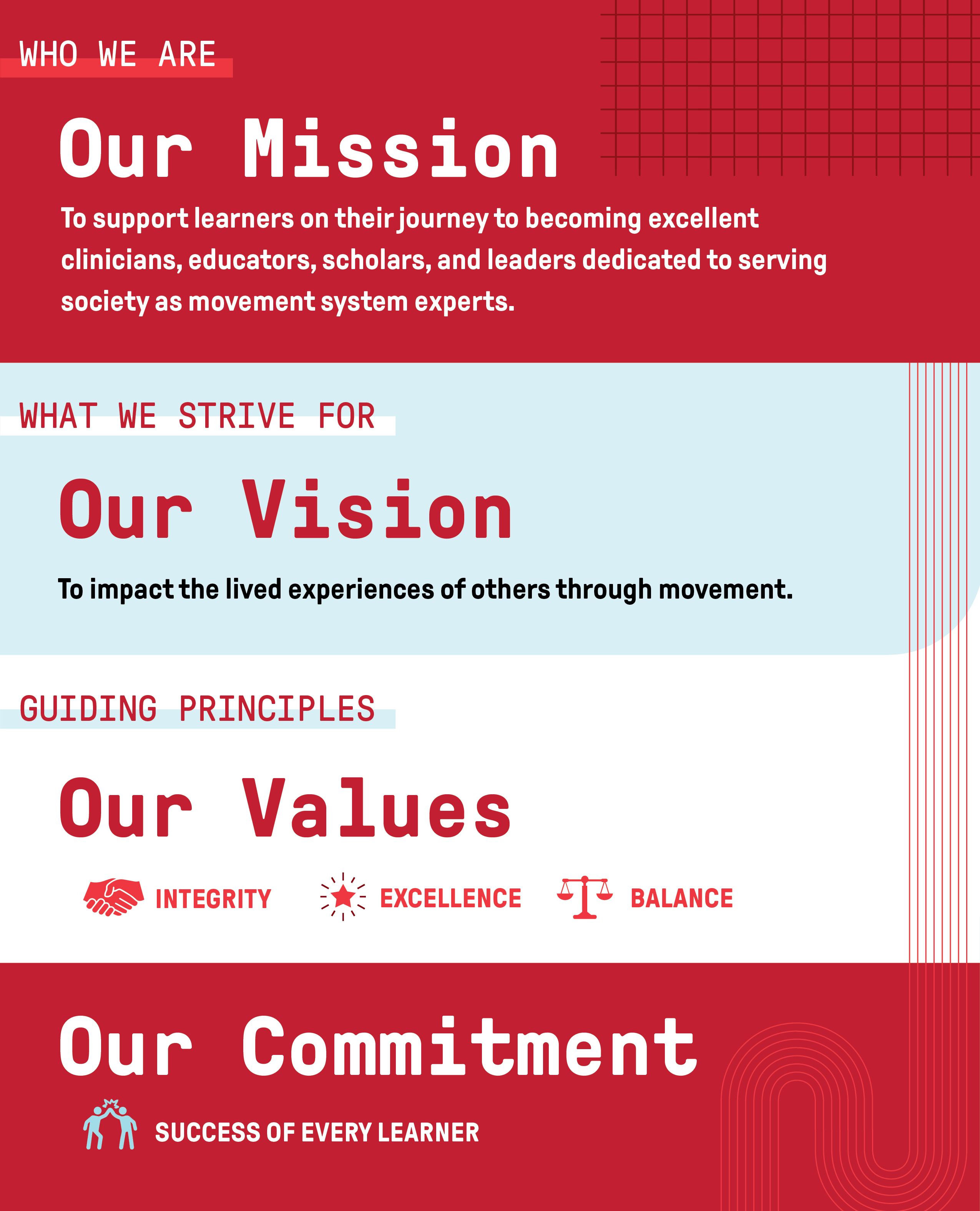 doctor of physical therapy program; mission, vision & values
