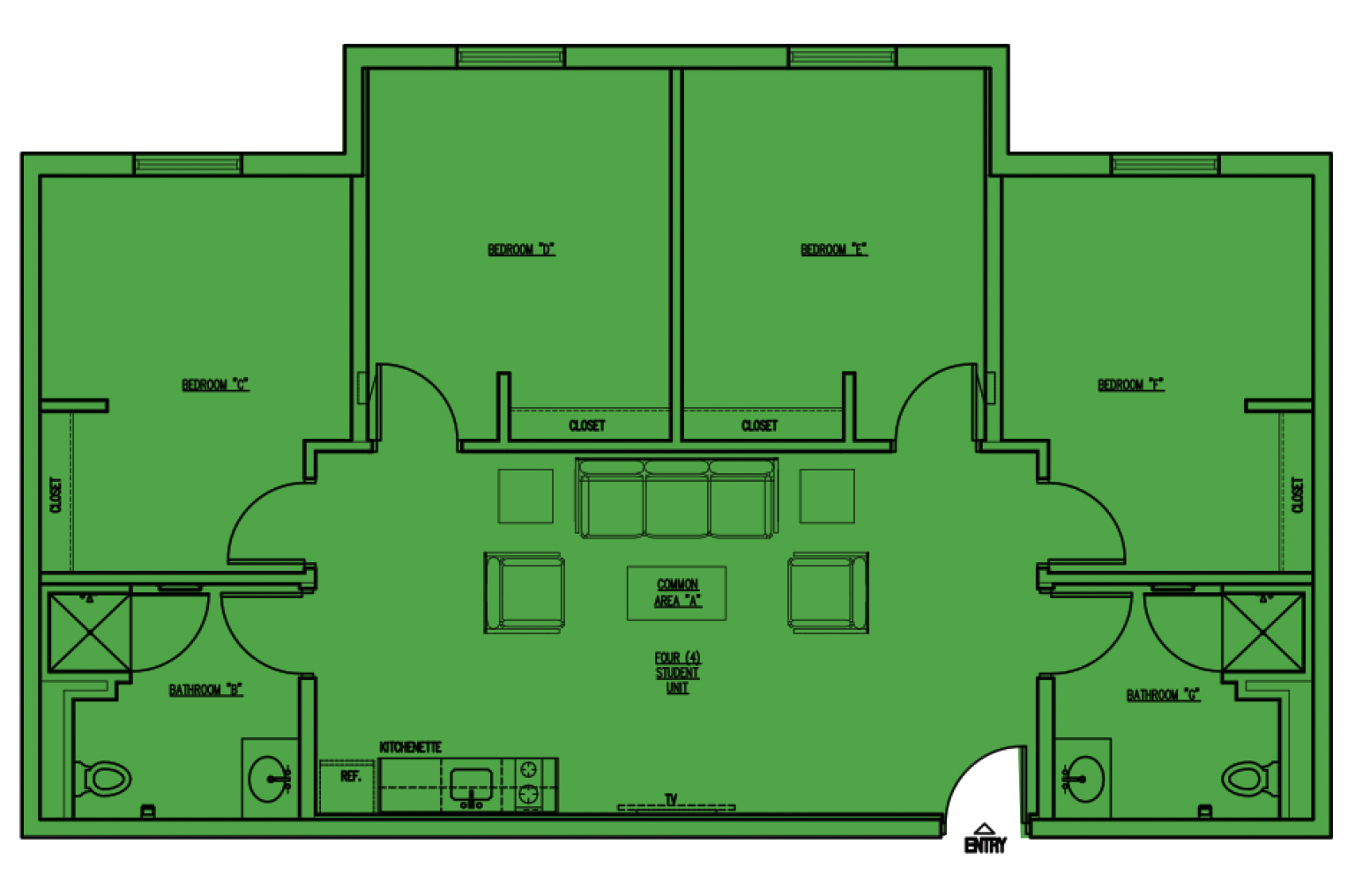 four student floorplan