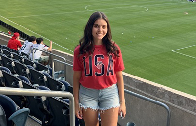 Olivia Hurt, graphic designer for U.S. Soccer, at Soldier Field in Chicago.