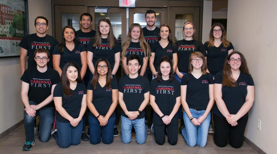 Cardinal First Ambassadors wearing their T-shirts.