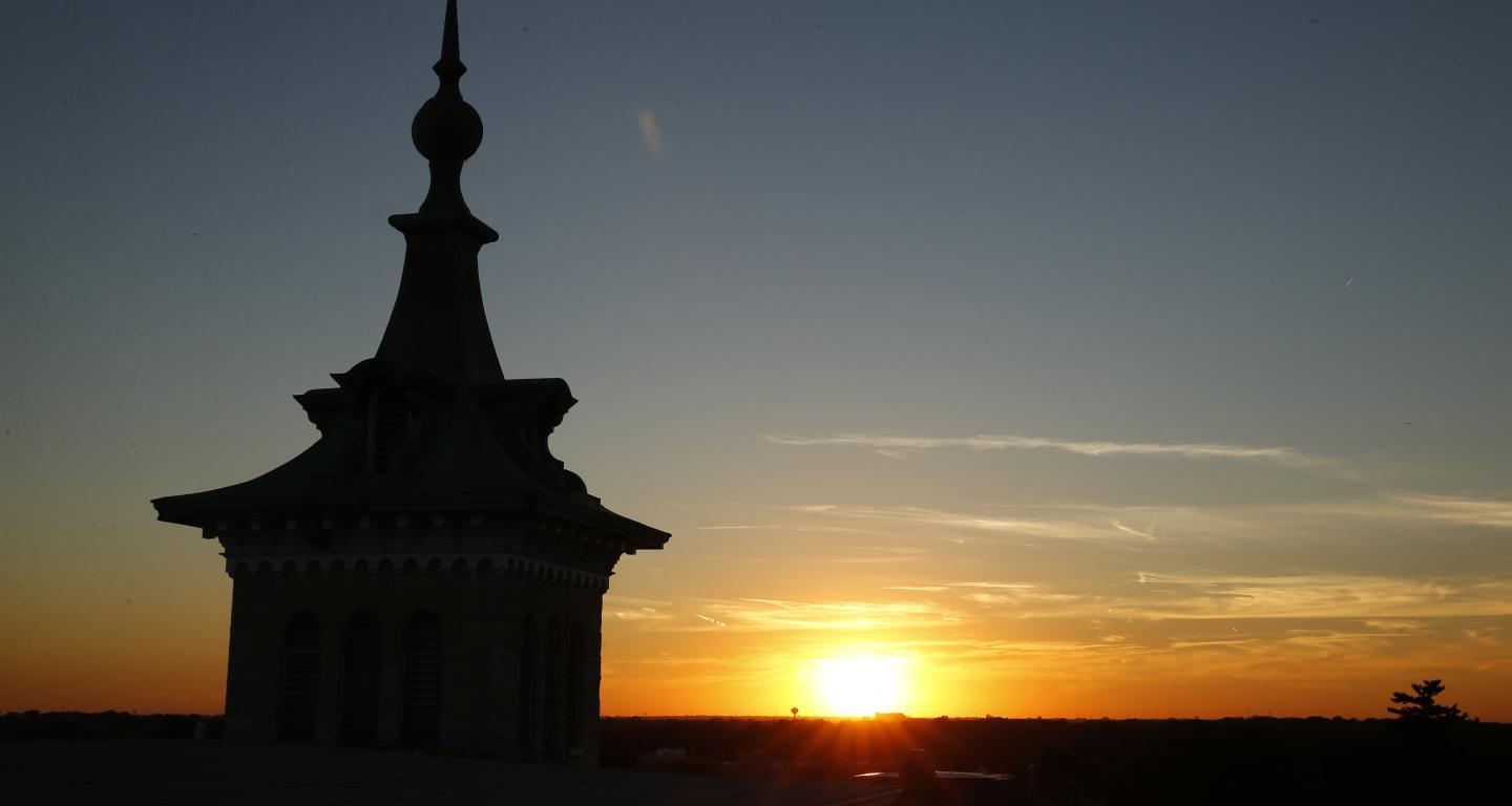 old main at sunset