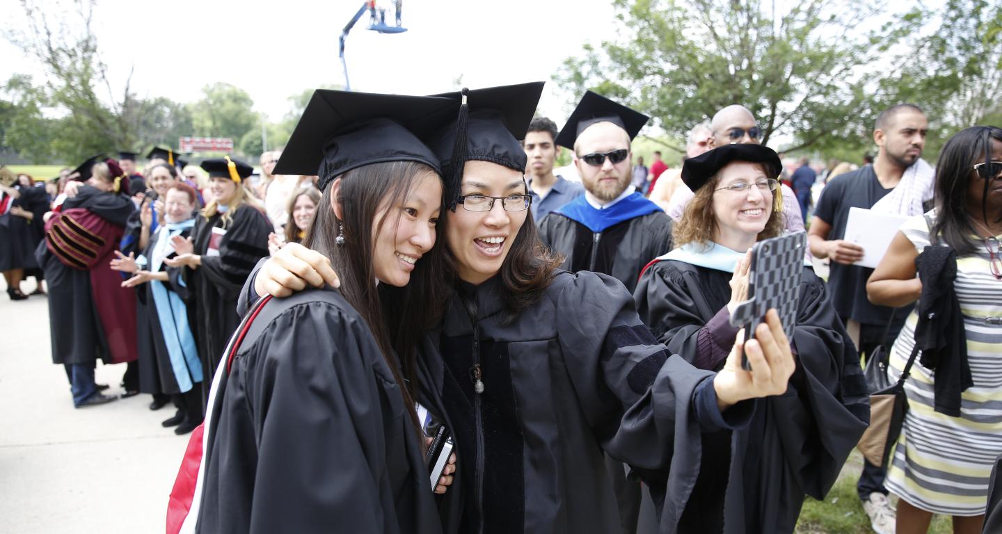 students at commencement