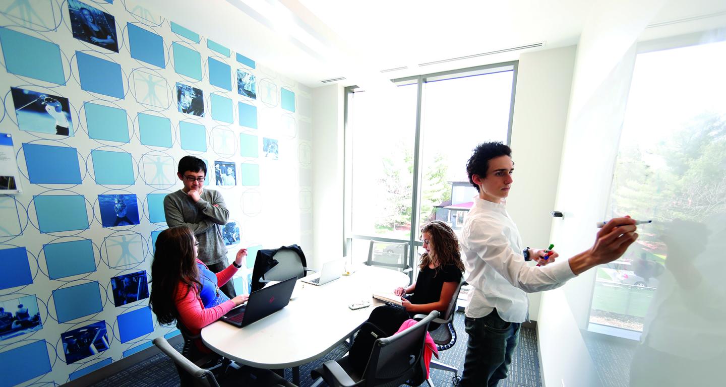 Honors students studying in the Wentz Science Center.