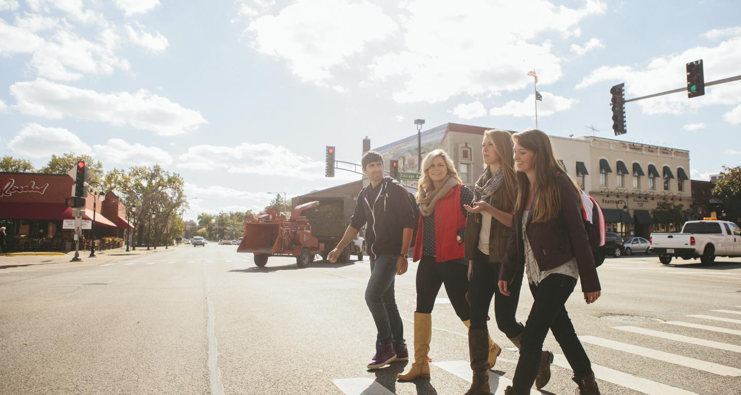 Students in downtown Naperville