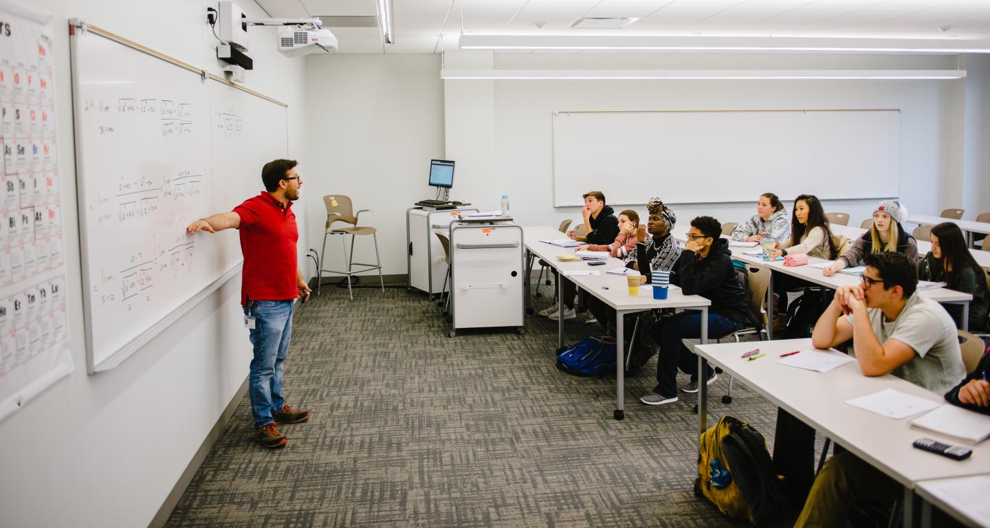 lecture in a dr. myron wentz science center classroom