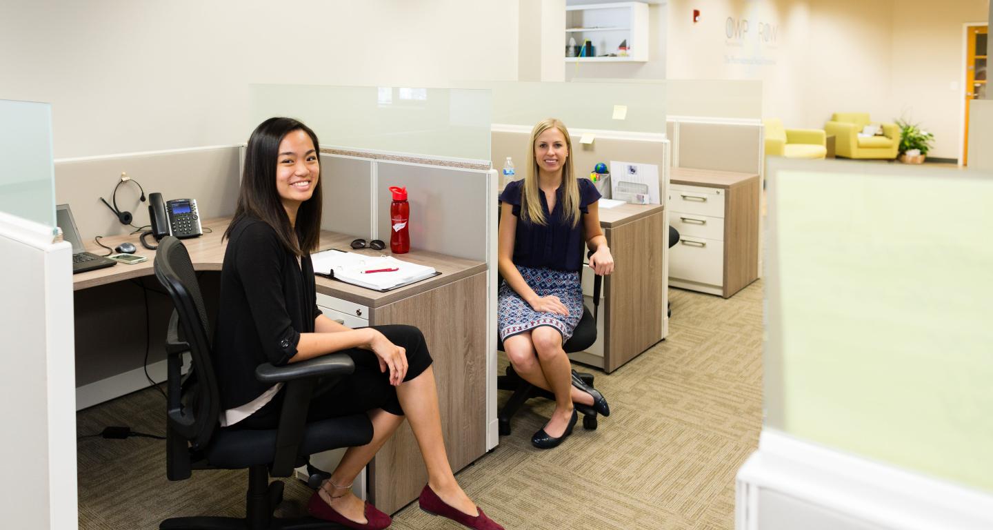 Student interns at work