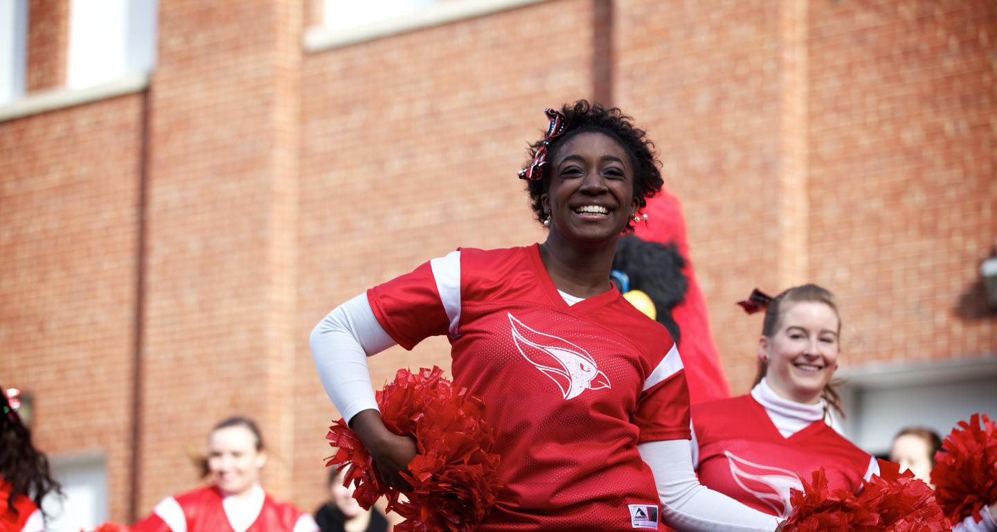 Student cheerleading