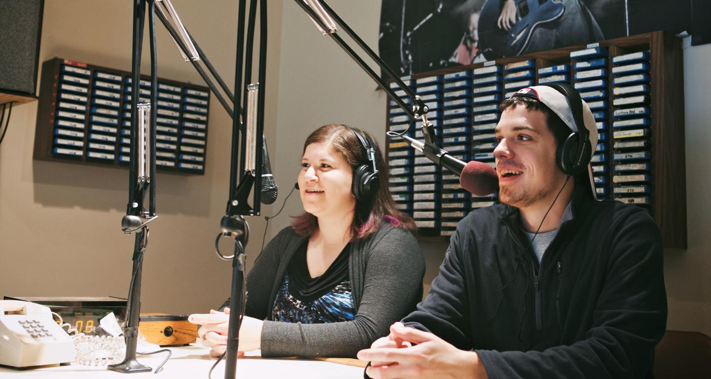 students in radio station