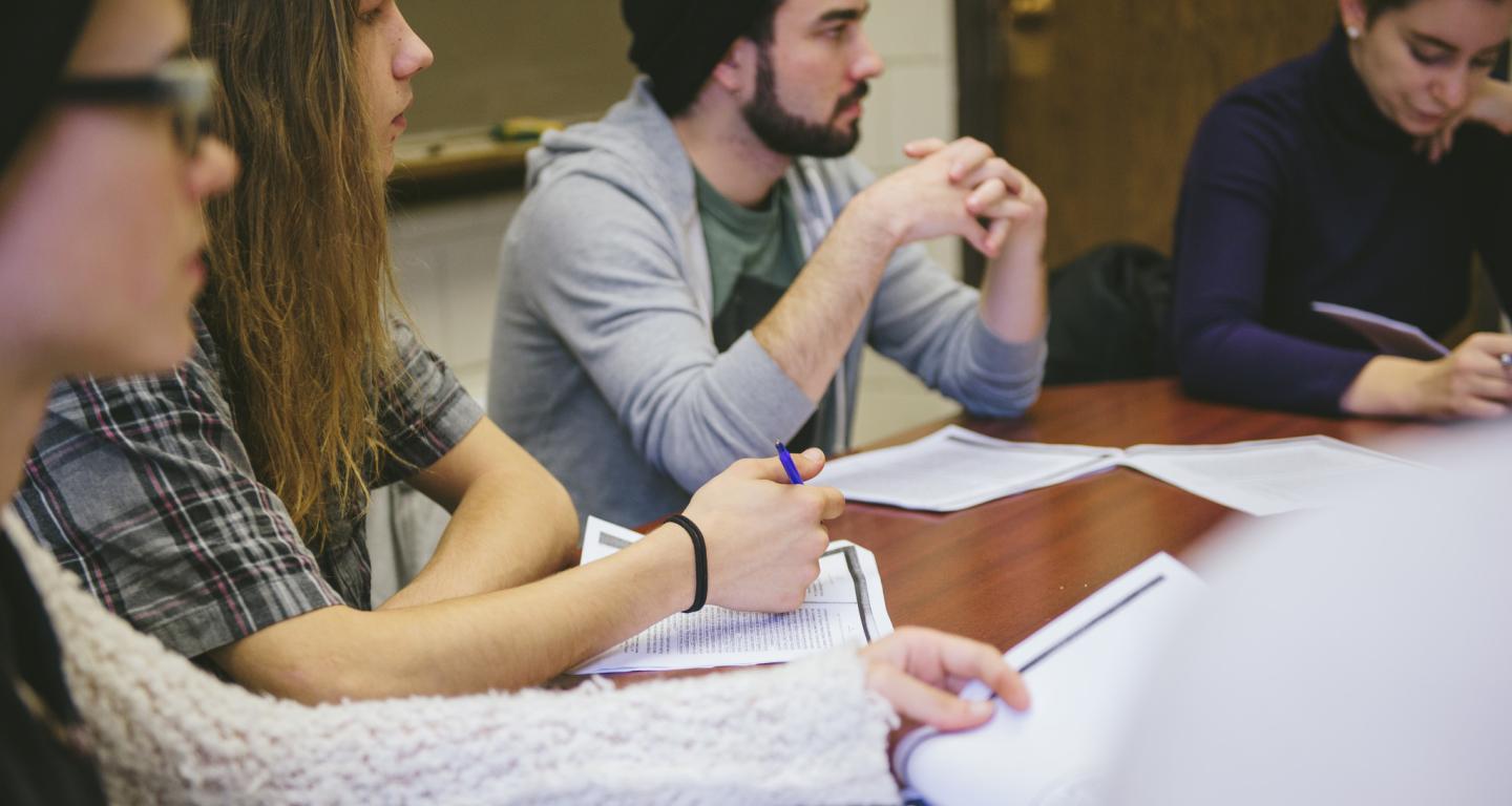 Shimer students at round table
