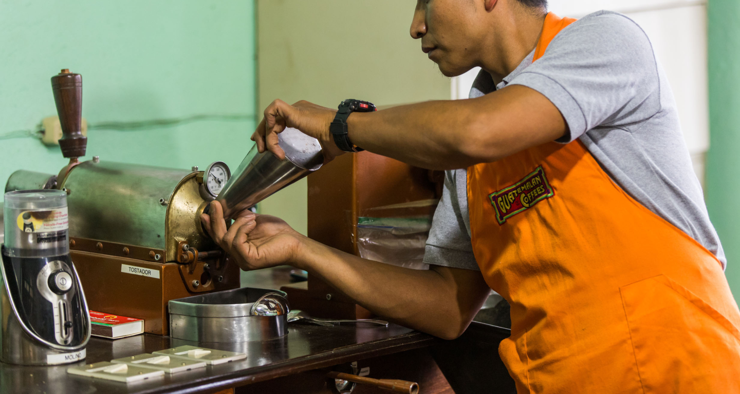 Man roasting coffee