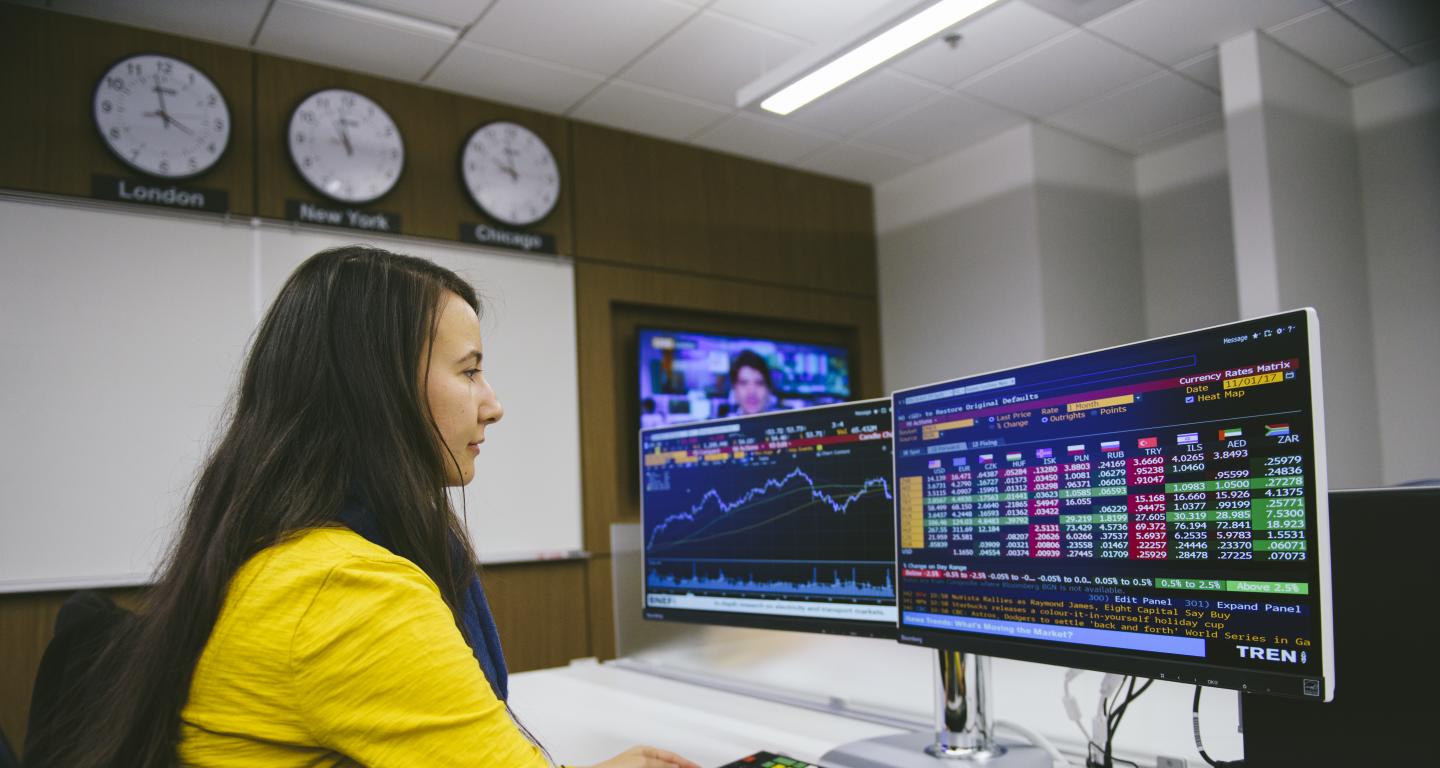 student studying finance