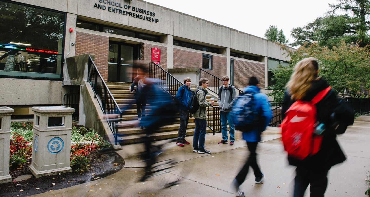 students walking on campus