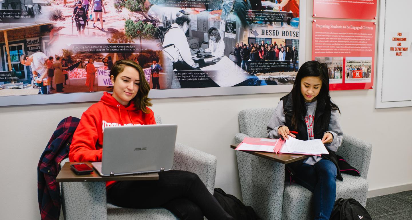 student studying on campus