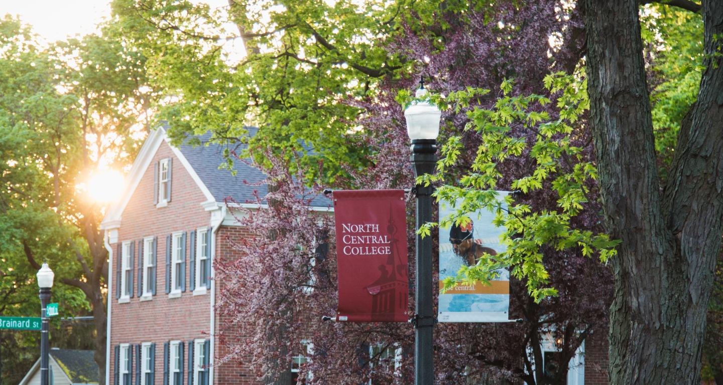 north central college campus at sunset