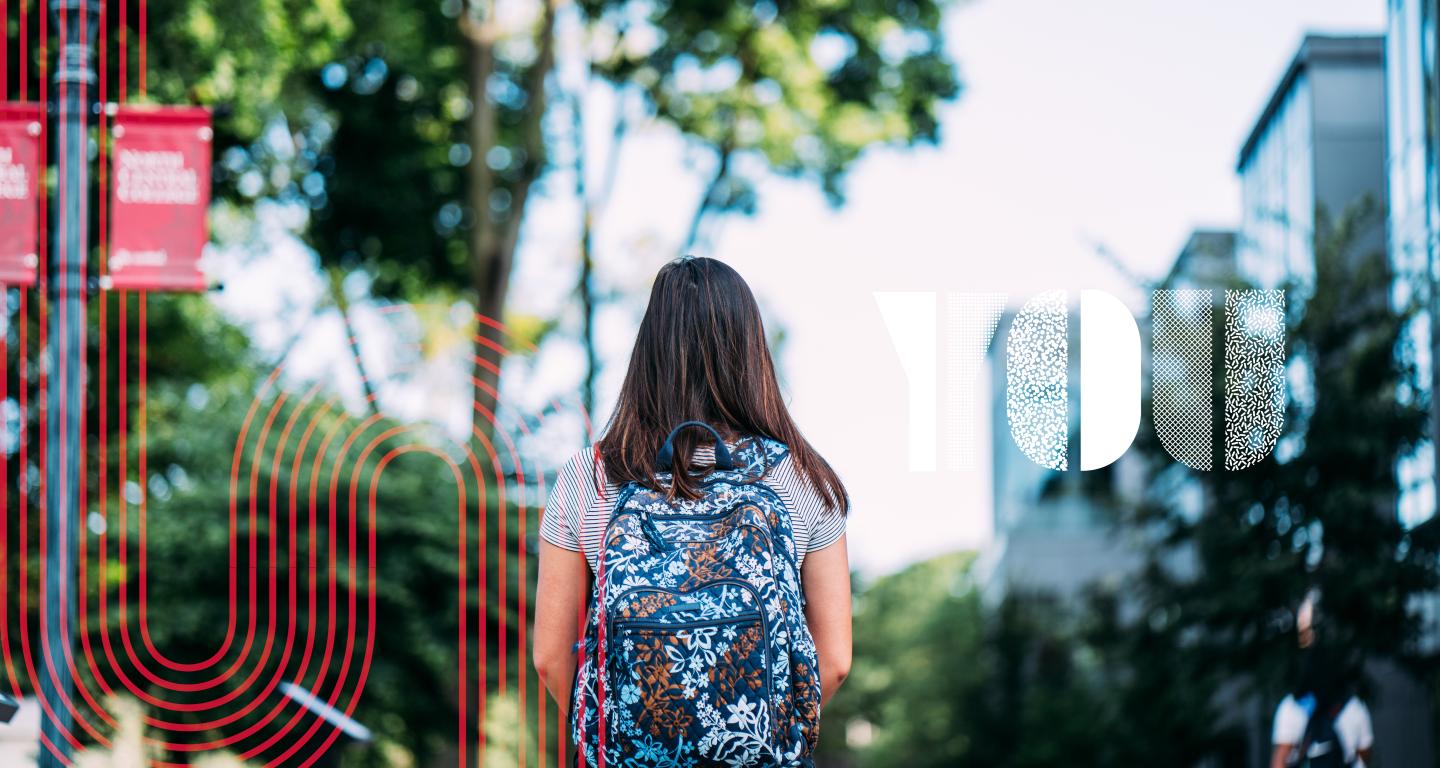 student walking on campus