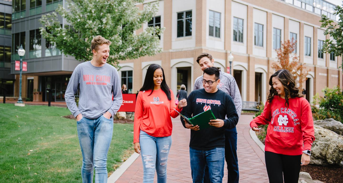 students walking on campus