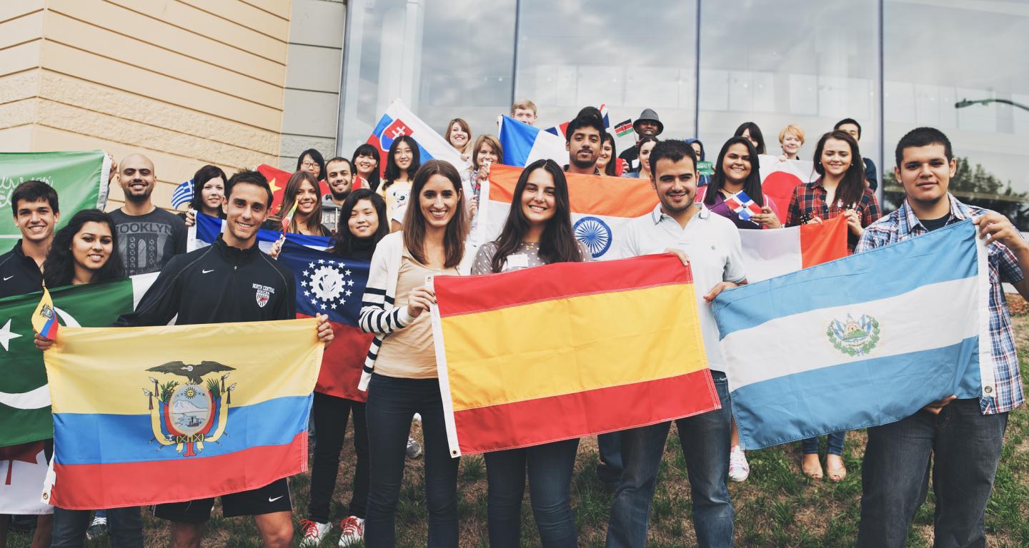 students with flags