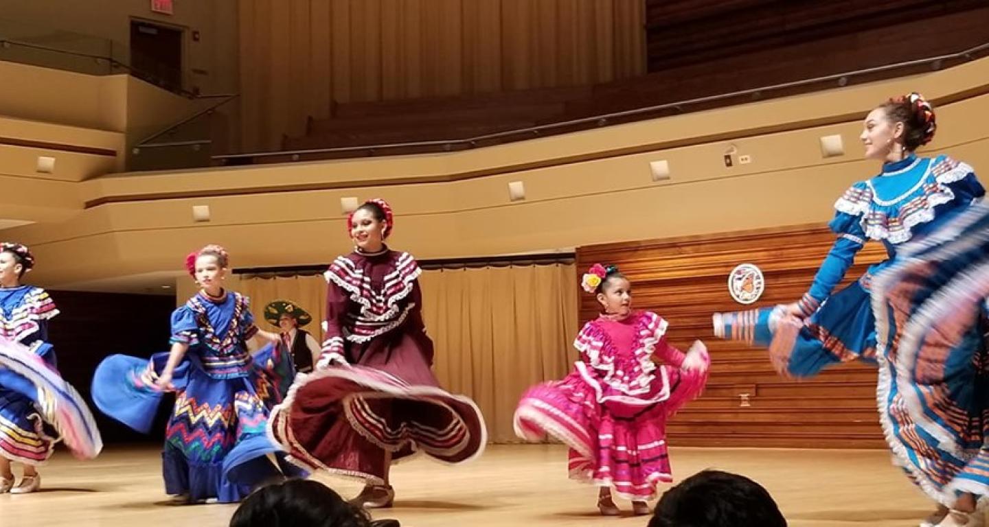 Spanish dancing at Baile Latino during North Central College's Hispanic Heritage Week.