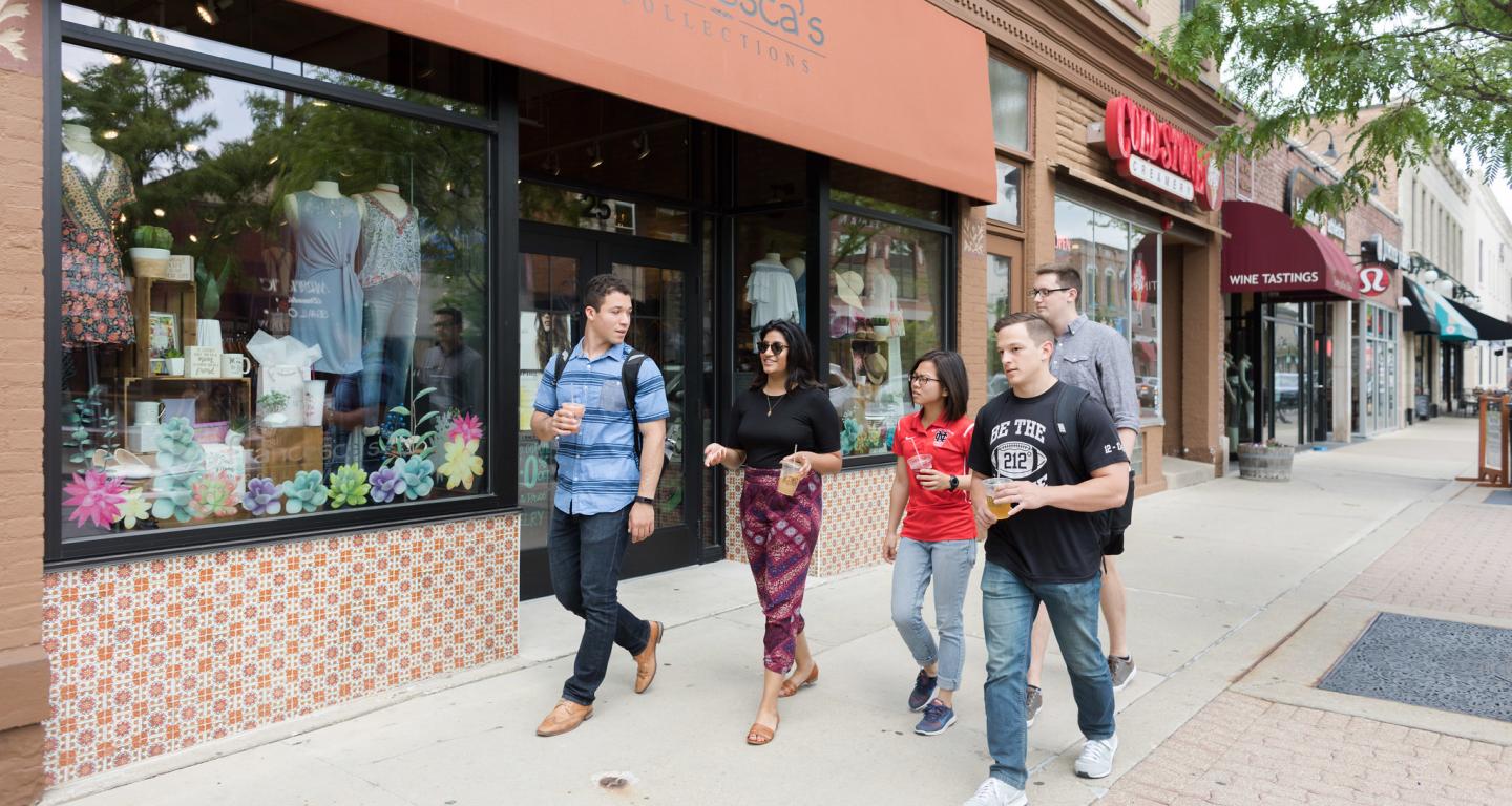 students walking in naperville