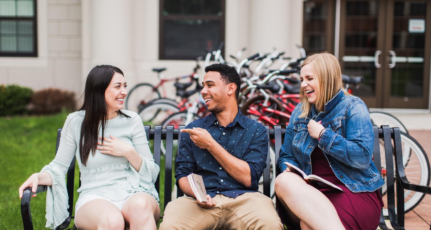 students talking