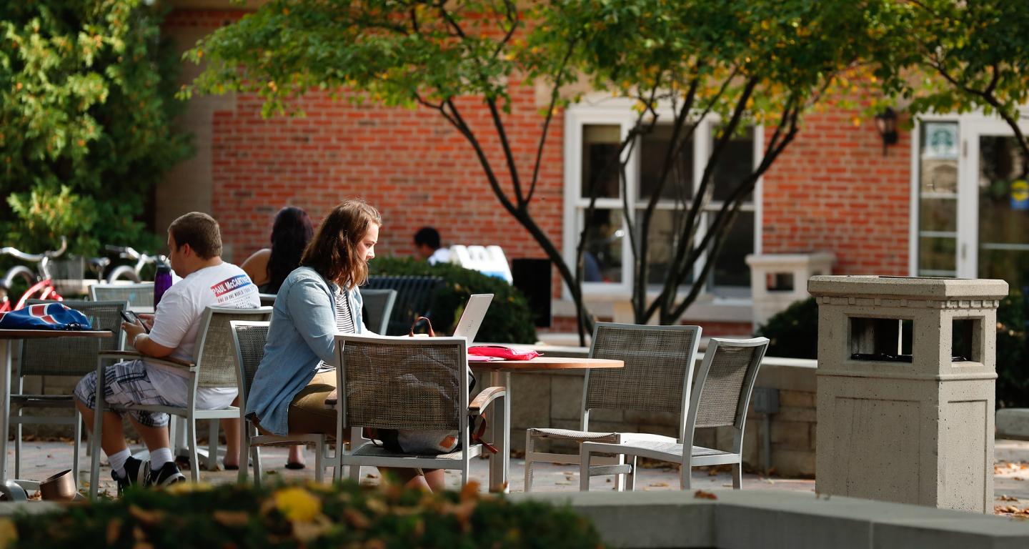 A student works on their online MBA.