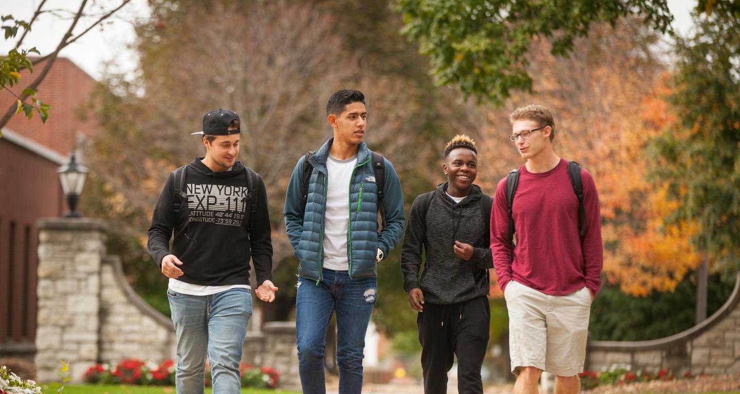 Students walking on campus