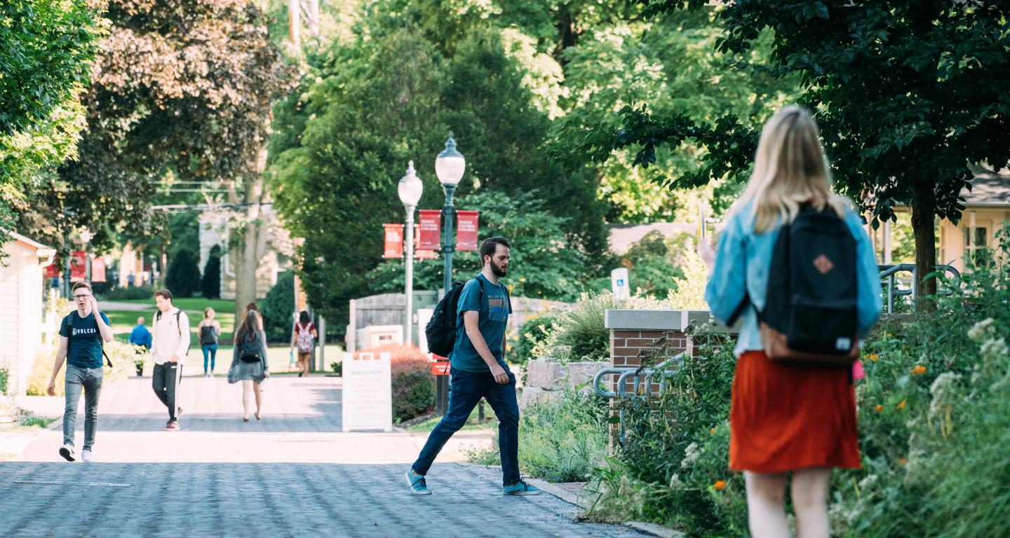 students walking on campus