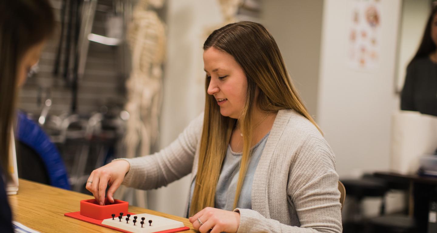 A student working to become an occupational therapist.