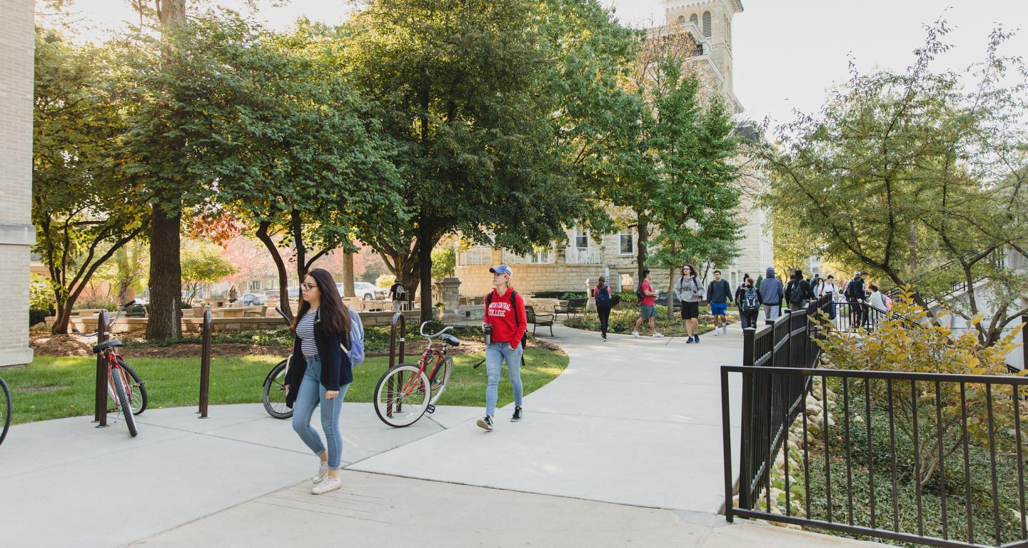 Students walking on campus