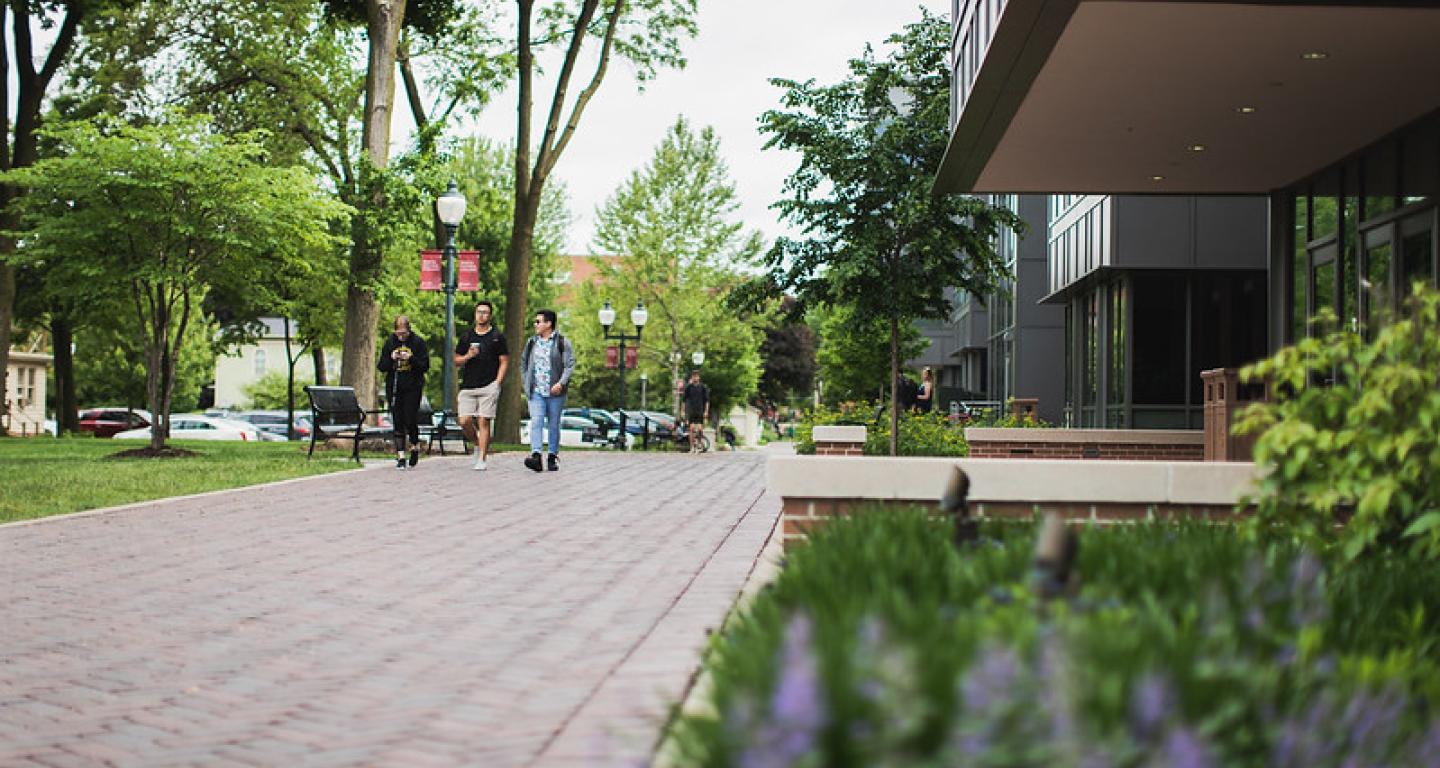 Students walking on walkway 