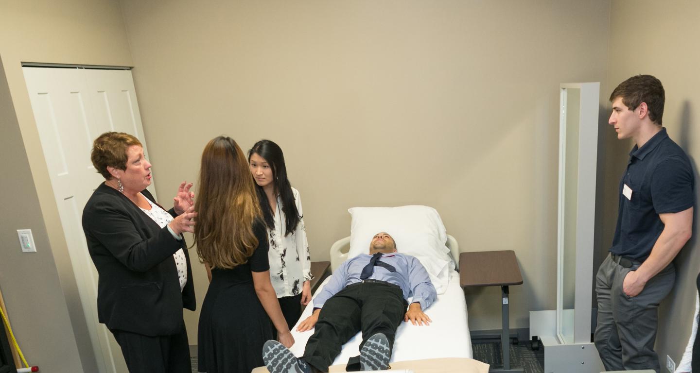 North Central College students taking an occupational therapy class.