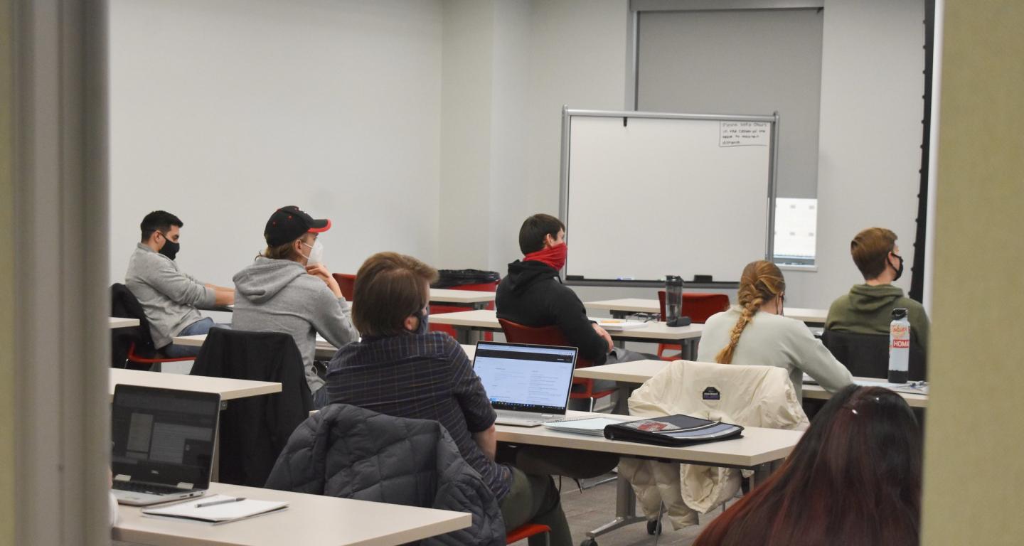 North Central College students taking a marketing class.