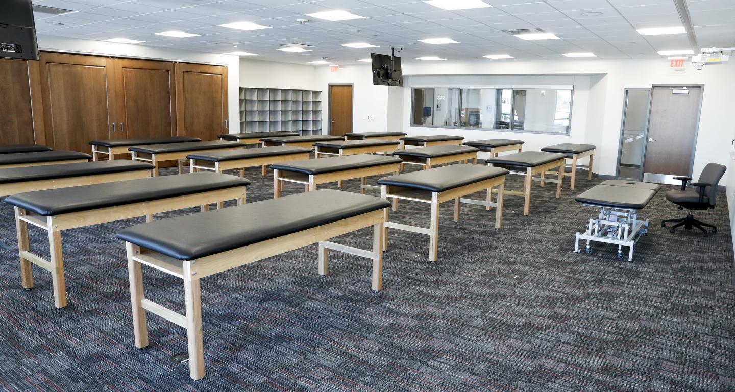 Therapeutic beds used by physical therapy students at North Central College.