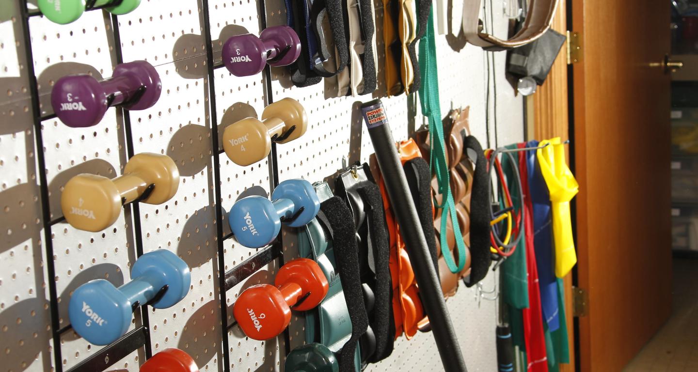 Equipment used by physical therapy students at North Central College.