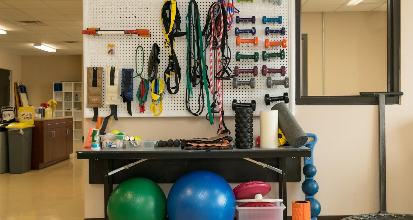 Athletic training equipment used by North Central College students.