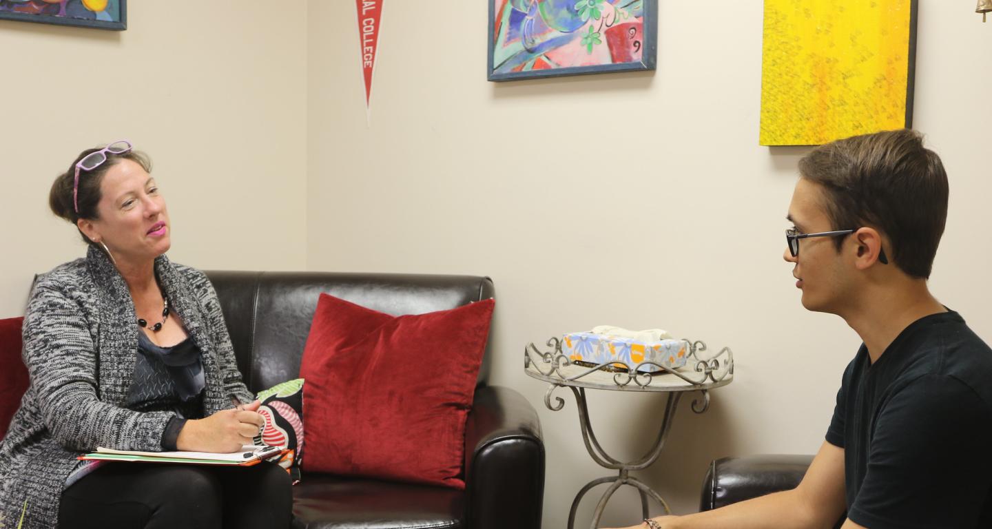 A North Central College works on conflict resolution with a professor.