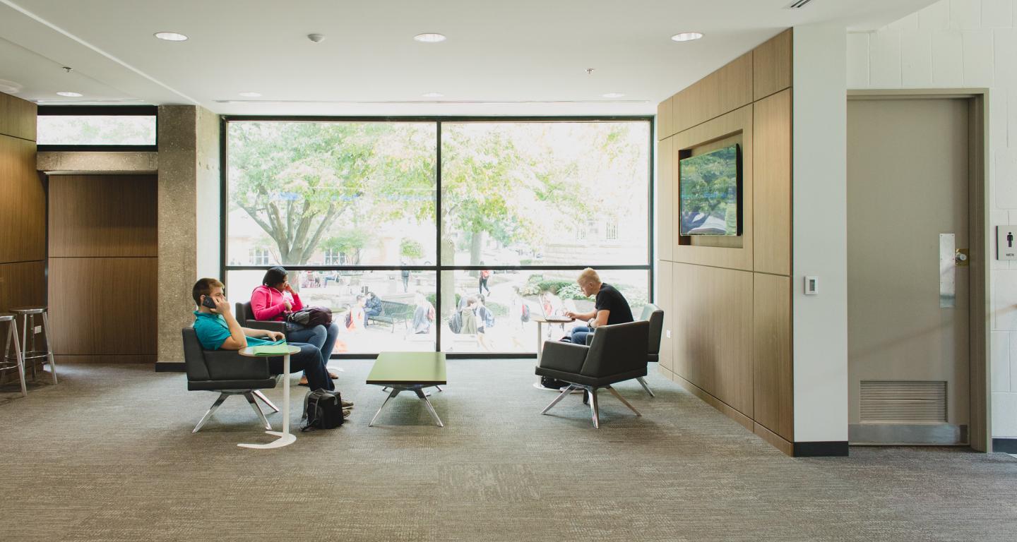 North Central College business students between classes.