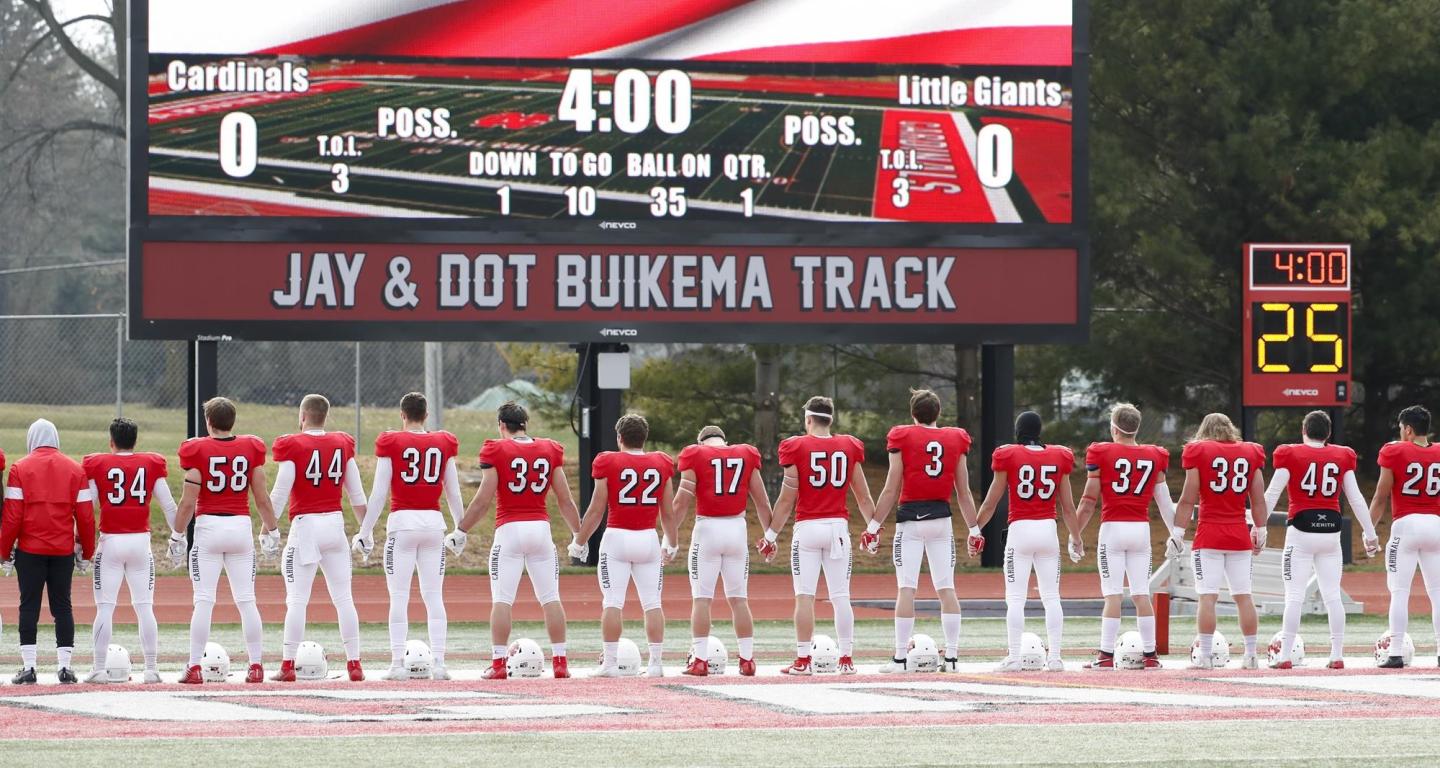 The North Central College football team before a game.