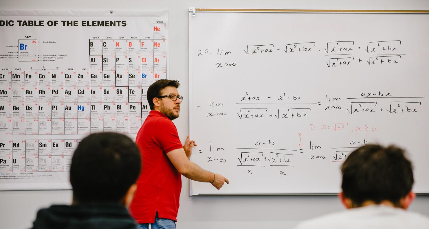 A North Central College professor teaches his students how to become an actuary.