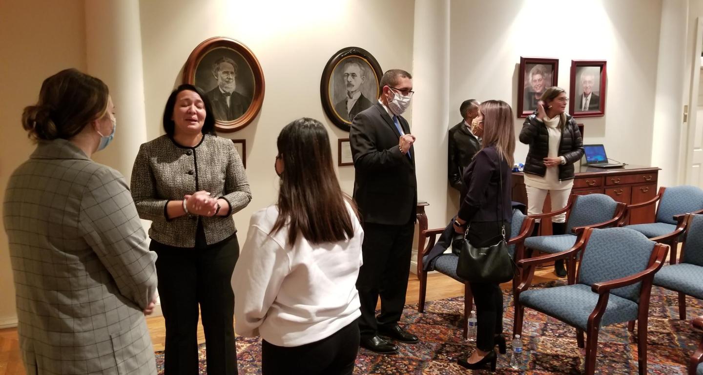 Students gather for the first event in North Central College's Empowering Latino Communities speaking event.