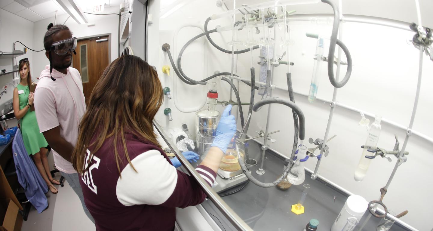 North Central College chemistry students working on an experiment.