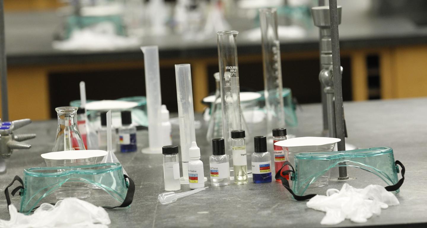 Materials used in chemistry classes at North Central College.